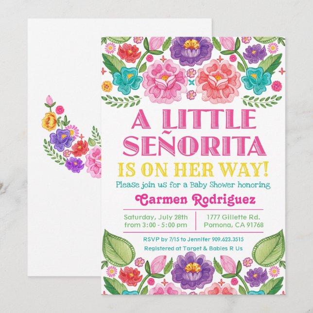 Fiesta Floral Baby Shower Invitation (Front/Back)