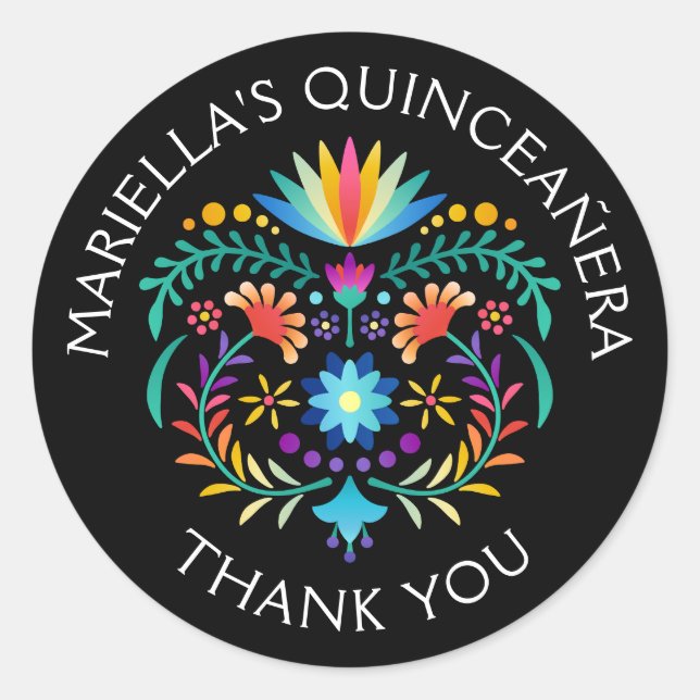 Fiesta Floral Birthday Shower Wedding Classic Round Sticker (Front)