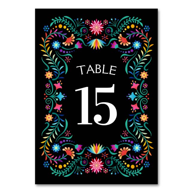 Fiesta Floral Birthday Shower Wedding Table Number (Front)
