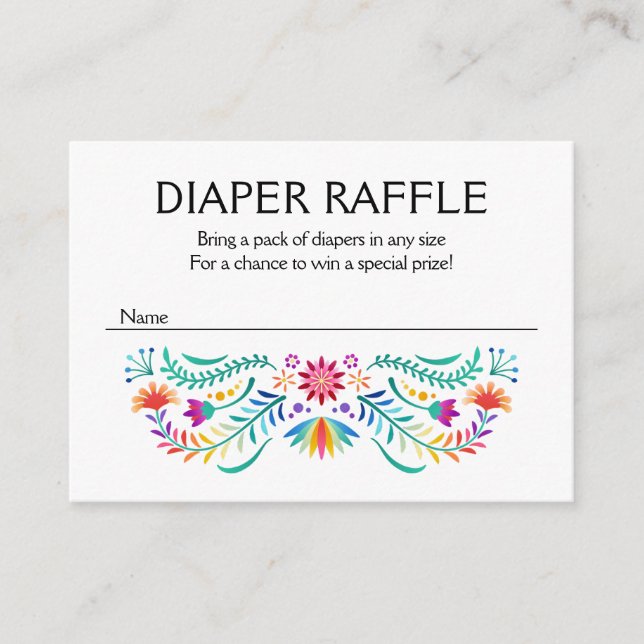 Fiesta Floral Diaper Raffle Baby Shower Enclosure Card (Front)