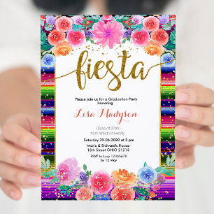 Fiesta Floral Graduation Invitation Party Mexican
