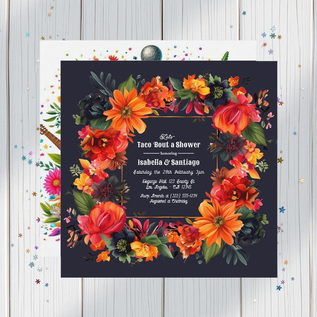 Fiesta Floral Let's Taco 'bout a Couple's Shower Invitation (Fiesta Floral Let's Taco 'bout a Couple's Shower Invitation)