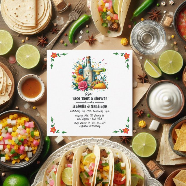Fiesta Floral Let's Taco 'bout a Couple's Shower Invitation (Fiesta Floral Let's Taco 'bout a Couple's Shower Invitation)