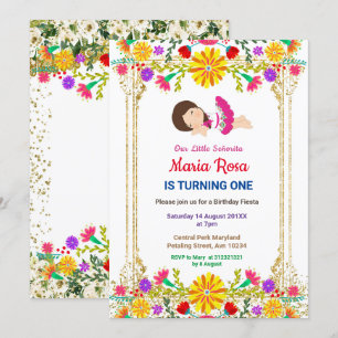 Fiesta Floral Mexican Girl Party Birthday  Invitation