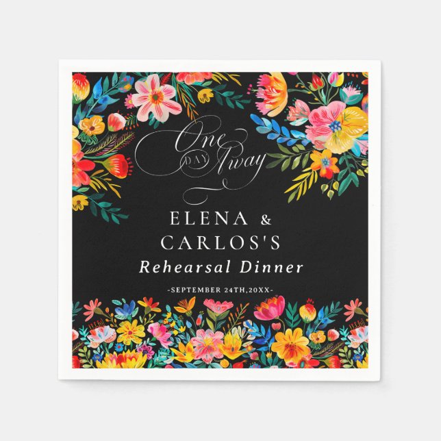 Fiesta Floral Rehearsal Dinner Napkin (Front)