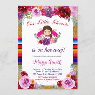 Fiesta Floral Señorita is on the way Baby Shower Invitation