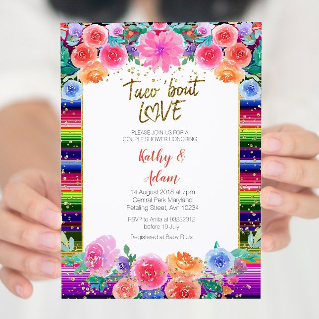 Fiesta Floral Taco about Love COUPLES SHOWER Invitation (Creator Uploaded)