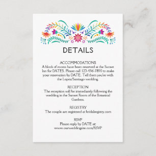 Fiesta Floral Wedding Details Enclosure Card