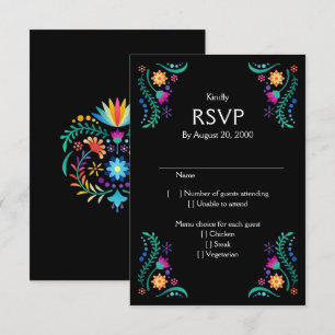 Fiesta Floral Wedding Quinceañera RSVP Card