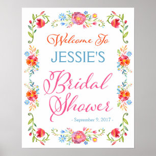 Fiesta Flower Bridal Shower Welcome Sign 16x20