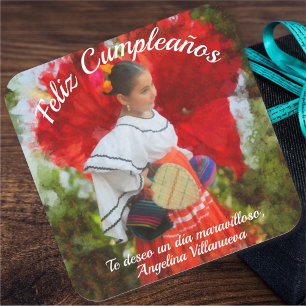 Fiesta Flower Feliz Cumpleanos 2555 Square Sticker