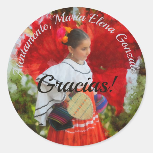 Fiesta Flower Gracias 2555 Classic Round Sticker (Front)