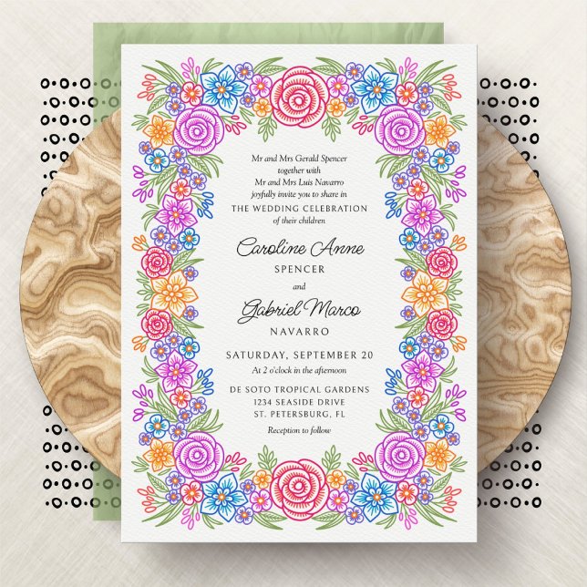 Fiesta Flowers Colourful Wedding Invitation (Creator Uploaded)