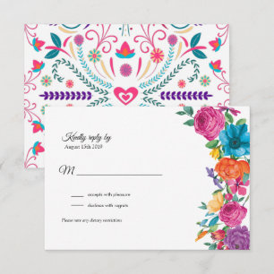 Fiesta Flowers & Mexican Embroidery RSVP Card
