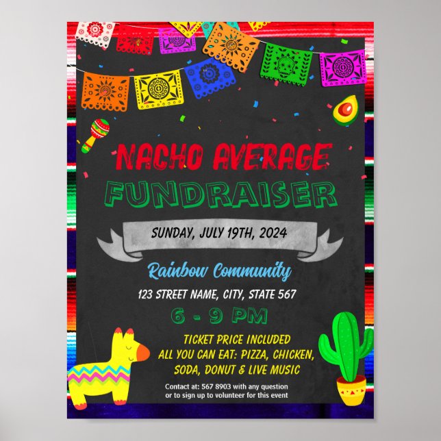 Fiesta Fundraiser event template Poster (Front)