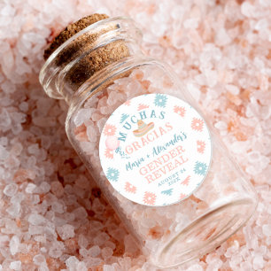 Fiesta Gender Reveal Thank You Classic Round Sticker