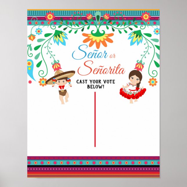 Fiesta gender Reveal Voting Board Poster (Front)