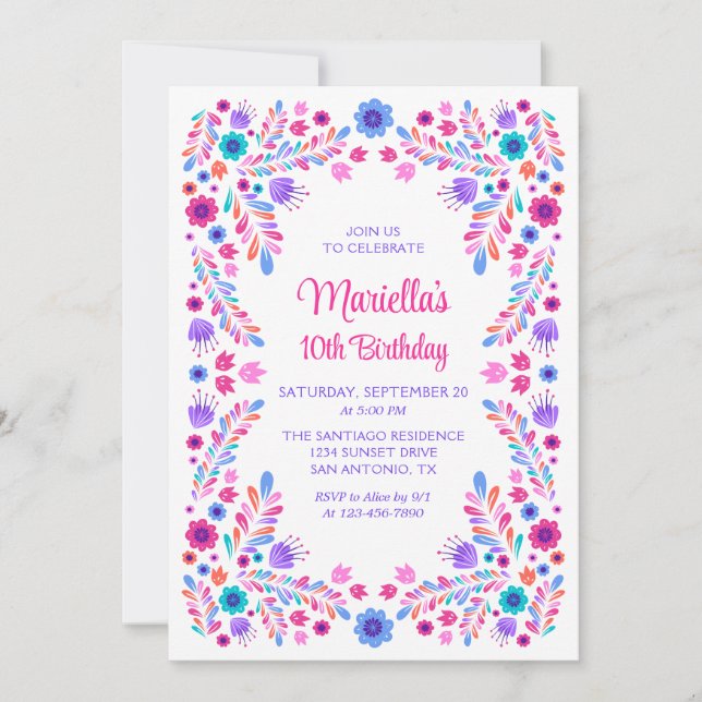 Fiesta Girls Birthday Invitation (Front)