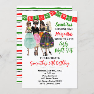 Fiesta Girls Night Out Birthday Invitation