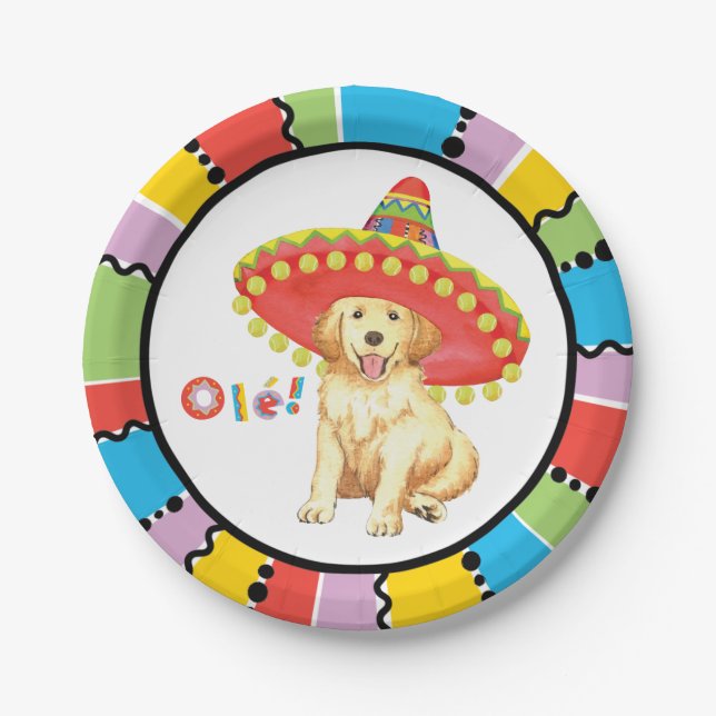 Fiesta Golden Retriever Paper Plate (Front)