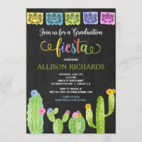 Fiesta graduation party, watercolor cactus fiesta