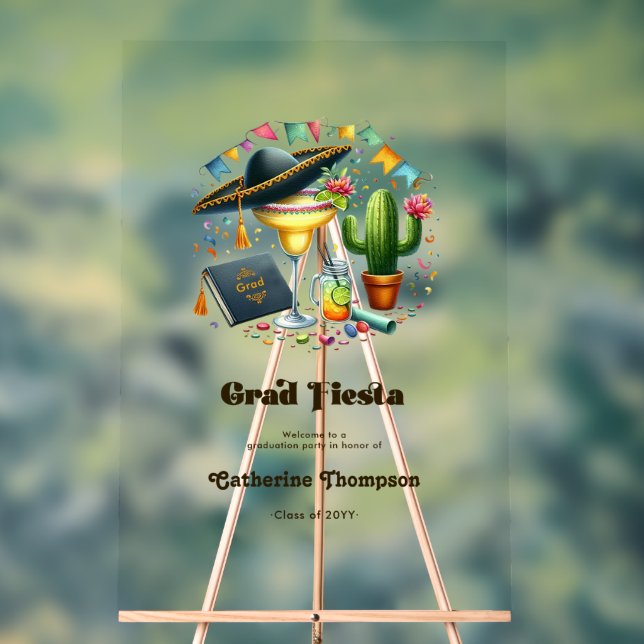 Fiesta Graduation Party Welcome Acrylic Sign (Neutral)
