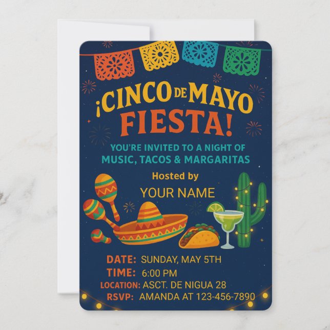 Fiesta Invitation Card – Editable Party Template (Front)