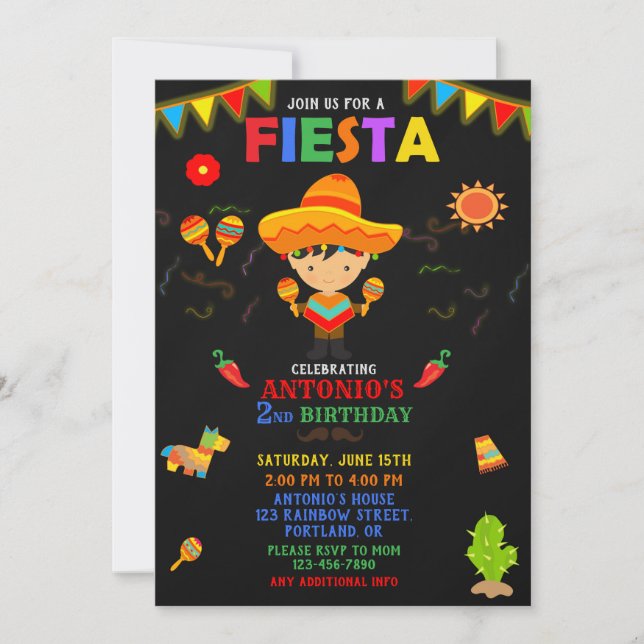 Fiesta invitation Fiesta birthday invitation boy (Front)
