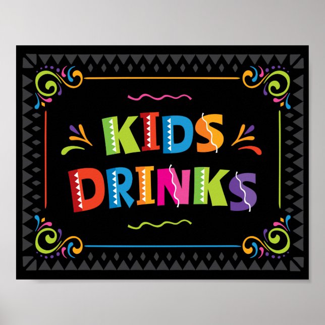 Fiesta KIDS DRINKS Party Sign Print (Front)