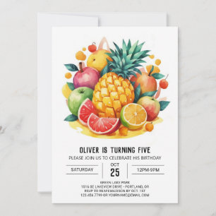 Fiesta Kids Editable Fruits Birthday Invitation