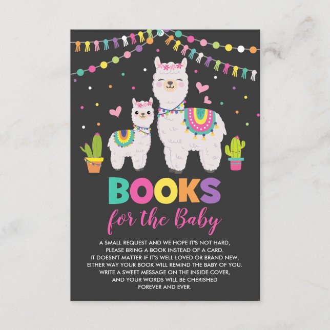 Fiesta Llama Alpaca Cactus Books for Baby Girl Enclosure Card (Front)