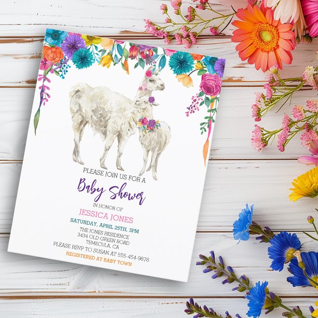 Fiesta Llama Baby Shower Budget Invitation  (Creator Uploaded)