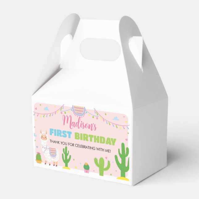 Fiesta Llama Birthday Party Favour Box (Front Side)