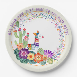 FIESTA  Llama Cacti Flowers Paper Plate