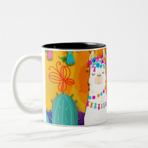 Fiesta Llama Cinco De Mayo Colourful Fun Two-Tone Coffee Mug
