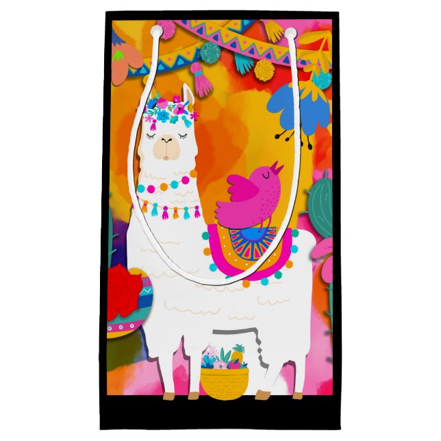 Fiesta Llama Cinco De Mayo Cute Birthday Party Small Gift Bag (Front)