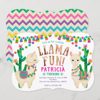 Fiesta Llama Fun birthday party Invitation