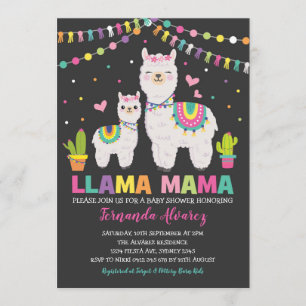Fiesta Llama Girl Baby Shower / Cactus Alpaca Invitation