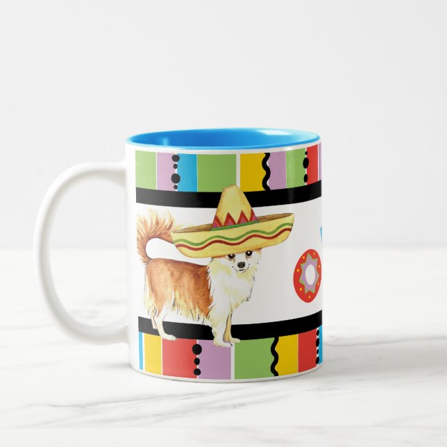 Fiesta Long Coat Chihuahua Two-Tone Coffee Mug (Left)