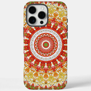 Fiesta Mandala Pattern in Red, Yellow, and Green iPhone 16 Pro Max Case