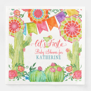 Fiesta Margarita Baby Shower Watercolor Cactus Napkin