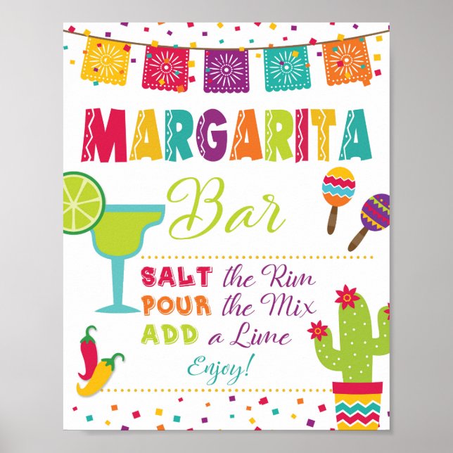 Fiesta Margarita Bar Sign - White (Front)