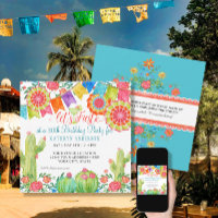 Fiesta Margarita Cactus 30th Birthday Party Banner