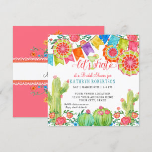 Fiesta Margarita Cactus Bridal Shower Girl Pennant Invitation