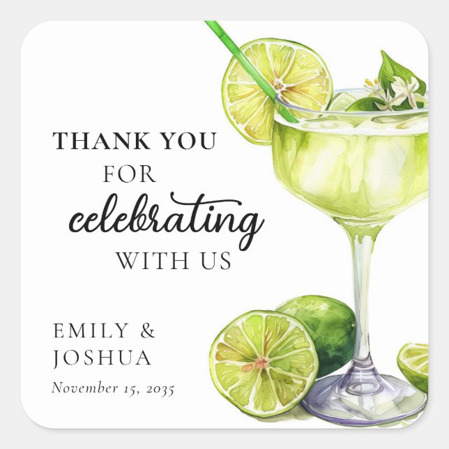 Fiesta Margarita Couples Shower Square Sticker (Front)