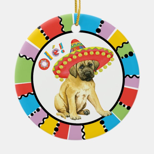 Fiesta Mastiff Ceramic Ornament (Front)