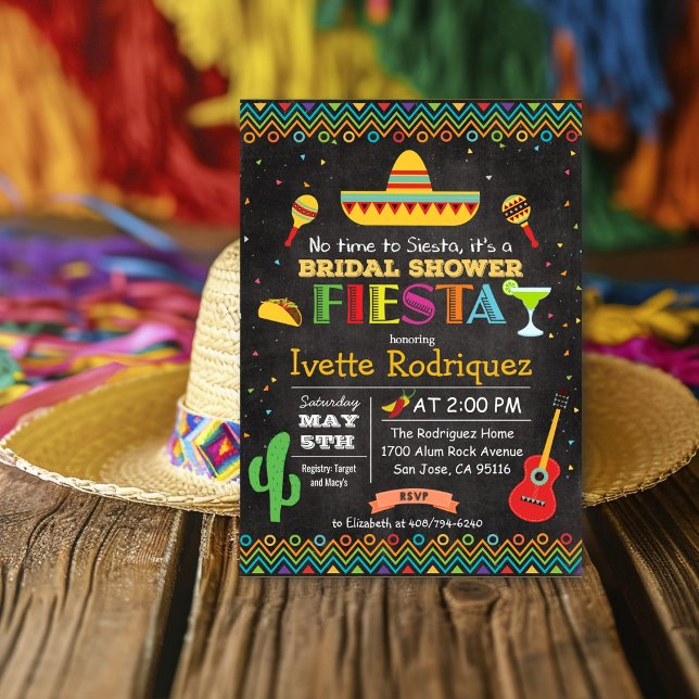 Fiesta Mexican Bridal Shower Chalk Invitation (Creator Uploaded)