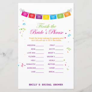 Fiesta Mexican Bridal Shower Game PRINTED