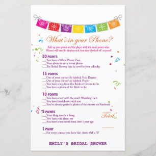 Fiesta Mexican Bridal Shower Game PRINTED