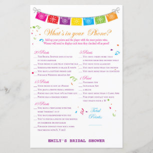 Fiesta Mexican Bridal Shower Game PRINTED
